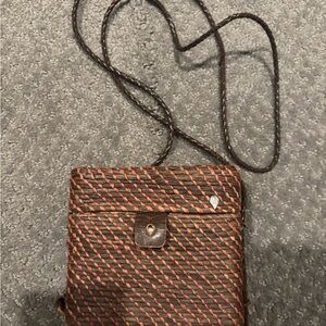 Helen Kaminski Woven Crossbody in Brown and Rust